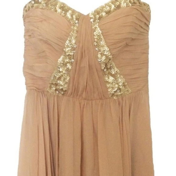 𝅺Rebecca Taylor Floral Beaded Strapless Dress Blush - Picture 3 of 7